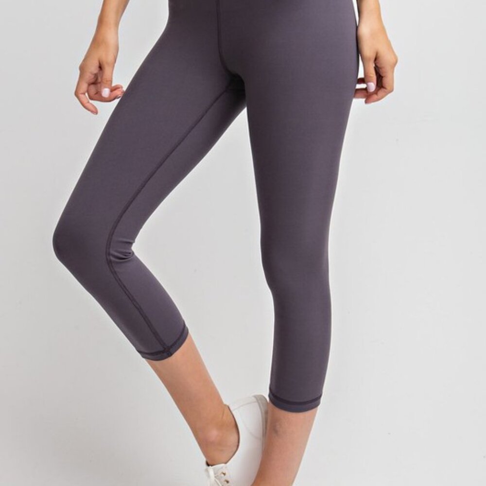 Capri Leggings in Charcoal  -  light athletic hold by Rae Mode, Small thru 3X